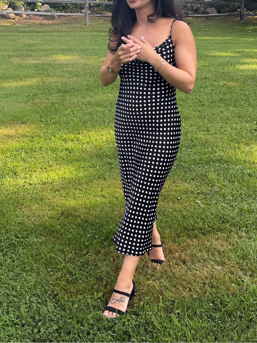 Zara Black and White Polka Dot Maxi Dress